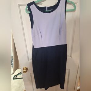 Lands' End Lavender and Navy Sleeveless Colorblock Midi Dress